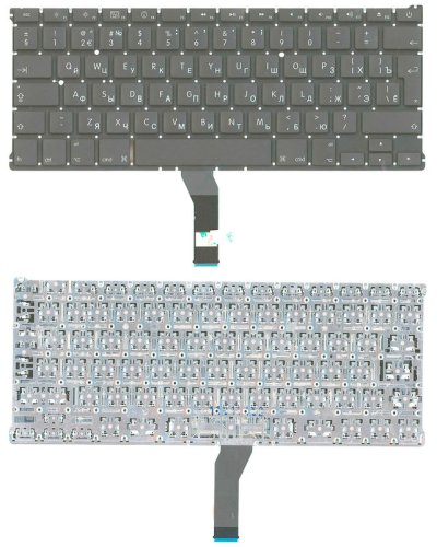 Клавіатура для ноутбука Apple MacBook Air 2010+ (A1369), чорна, без рамки, RU-розкладка, вертикальний Enter