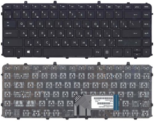 Клавіатура для ноутбука HP Envy 4-1000 — чорна, з чорною рамкою, розкладка RU