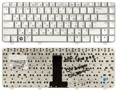 Клавіатура для ноутбука HP Pavilion DV2000, DV2100, DV2200, DV2300, DV2400, DV2500, DV2600 — срібляста, розкладка RU/EN
