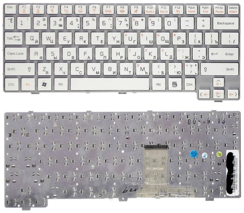 Клавіатура для ноутбука LG X170 — біла, з білою рамкою, розкладка RU