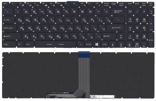 Клавіатура для ноутбука MSI GT72 з підсвіткою (Light), чорна, без рамки, розкладка RU