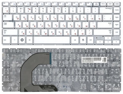 Клавіатура для ноутбука Samsung Q470, біла, без рамки, розкладка RU