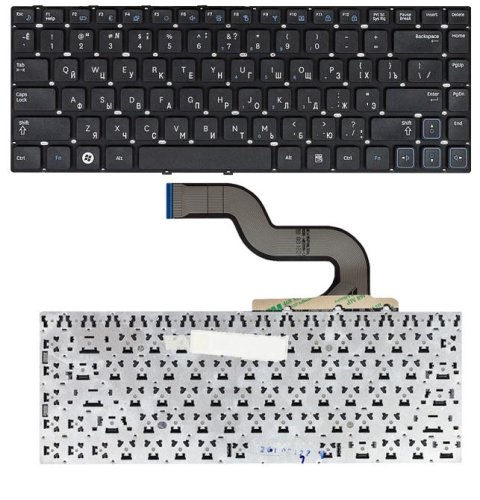 Клавіатура для ноутбука Samsung RC410, чорна, без рамки, розкладка RU/EN