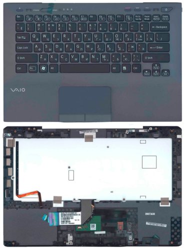 Клавіатура для ноутбука Sony Vaio VPC-SB — чорна, з сірим TopCase, розкладка RU