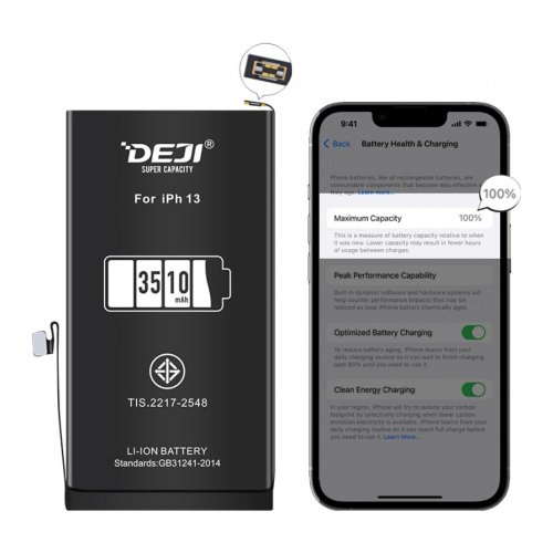 Смарт-батарея DEJI 4750 mAh для iPhone 13 Pro Max — відображення реальної ємності, розпізнається iOS як Original