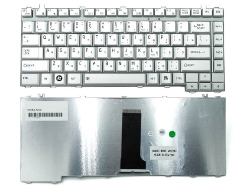 Клавіатура для ноутбуків Toshiba Satellite A200, A300, A305, A305D, L300D, L305, M300 — RU, срібляста, Original