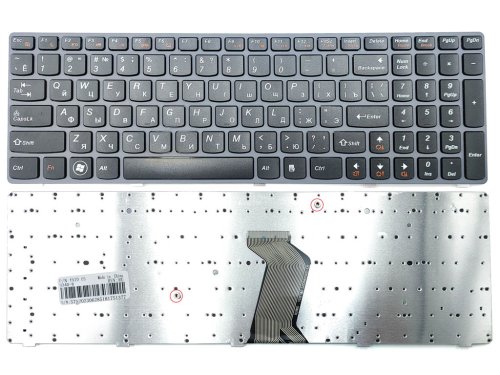 Клавіатура для ноутбука LENOVO IdeaPad Y570, Y770 — RU Black, сіра рамка