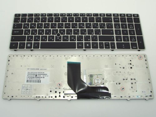 Клавіатура для HP ProBook 6560B/6565B/6560P та EliteBook 8560P/8570P/8560B — RU, чорна, із срібною рамкою та PointStick, Original