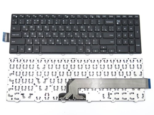 Клавіатура для ноутбуків Dell Inspiron 3541/3542/3546/3551/3552/3558/3543/3550/3560/5542/5548/5543/5545/5552/5759/7557/5551/5555/5558 — чорна, розкладка RU, з рамкою