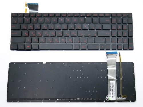 Клавіатура з підсвіткою для ASUS GL552, GL552V, GL552J, GL552JX, GL552VL, GL552VW, GL552VX — RU Black, без рамки, Original