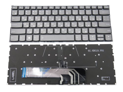 Клавіатура з підсвіткою для Lenovo YOGA 530-14 / 530-14ARR / 530-14IKB / FLEX6-14 / Air 14IKBR, RU, сіра (Gray)