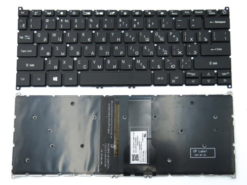 Клавіатура з підсвіткою для ноутбуків ACER Swift SF114-34, SF314-41, SF314-52, SF314-53, SF314-54, SF314-55, SF314-56, SF514-51, версія 1 — RU Black