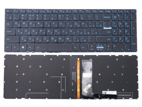 Клавіатура для ноутбуків Lenovo IdeaPad L340-15, L340-15API, L340-15IWL, L340-17, L340-17API, L340-17IWL, L340-17IRH — чорна (RU) з синьою підсвіткою