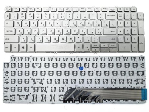 Клавіатура для ноутбуків DELL Inspiron 7591/5590/5591/5594/5598/7590/5593/5584/7790, P90F/P83F, 7500/7501/5501/5502 — срібляста, RU layout