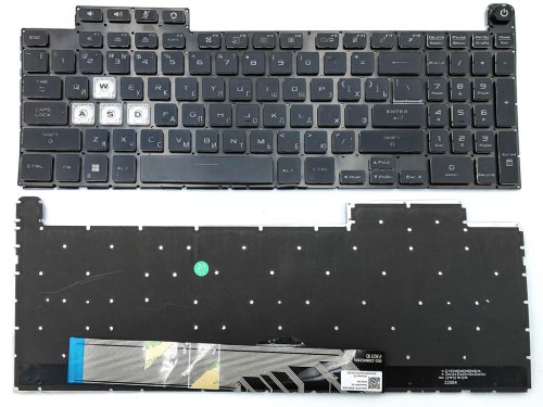 Клавіатура для ноутбуків ASUS FX507, FX517, FX507Z, FA507, FA507R, FA507RC, FA507RE, FX507R, GA507, FX707, FX517, FX707Z, FA707 — чорна (RU розкладка), з підсвіткою