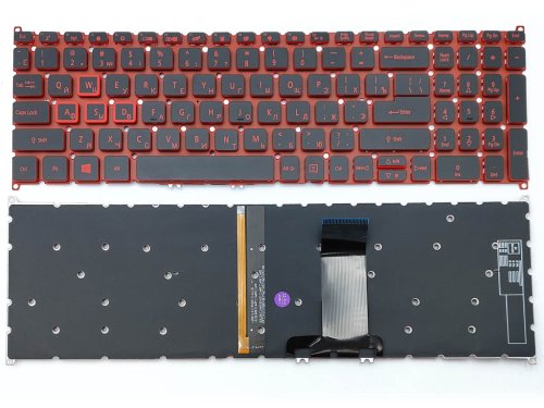 Клавіатура для ноутбуків ACER SP515-51 / SP515-51N / SP515-51GN та Nitro NP515-51 — чорна, RU-розкладка, червона підсвітка
