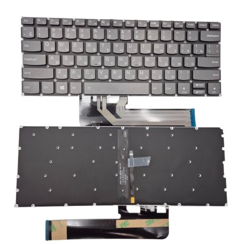 Клавіатура для Lenovo YOGA 730-15IKB, 730-13IKB, 530-14ARR, 530-14IKB, C640-13IML, C740-14IML, Flex6-14ARR, Flex6-14IKB — RU розкладка, сірий колір