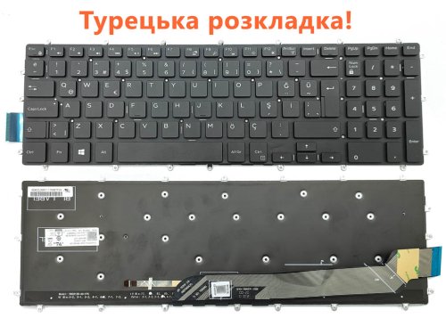 Клавіатура з підсвіткою для ноутбуків DELL G3 3590/3579/3779/3593, G5 5500/5565/5567/5570/5590/5587/5575/5770/5775, G7 7588/7570/7580/7587/7566 — TUR Black (чорна)