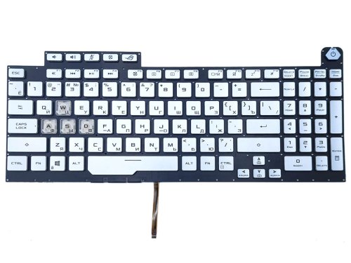 Клавіатура для ноутбуків ASUS G731, G731GW, G731GT, G731GD, G731GU, G731GV, G732L, G732G, G712, G712L — Silver, з RGB-підсвіткою, 8pin (RU)