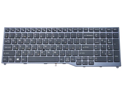 Клавіатура для Fujitsu Lifebook E458/E459/E558/E559/E4511/E5510/E5511/U757/U758/U759/U7510 — RU, чорна, з рамкою та Pointstick