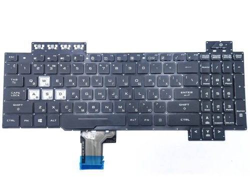 Клавіатура для ноутбука ASUS FX505, FX505G, FX505D, FX505GD, FX505GE, FX505GM, FX505DY, FX505DV — чорна RU, без рамки, з RGB підсвіткою (Original)