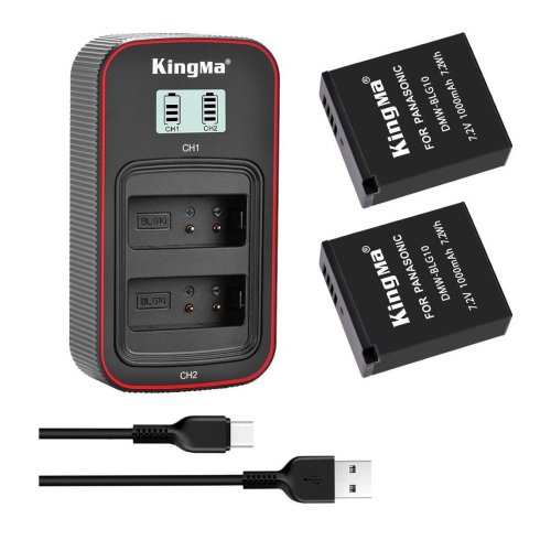 Набір KingMa DMW‑BLG10: 2 акум + 2‑слот ЗУ для Panasonic DMC‑GX7/GX80/GX85/LX100 (99)