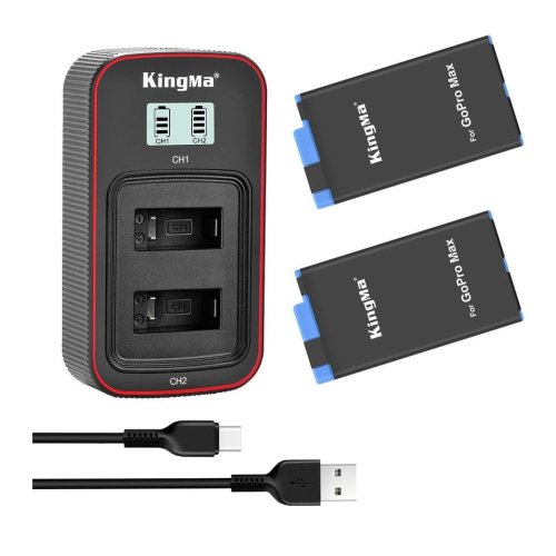 KingMa SPCC1B набір 3-в-1: 2 акум + подвійна зарядка для GoPro Max/Max 360 (100 символів)