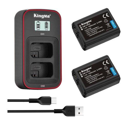 Набір KingMa NP‑FW50 2 АКБ + зарядка на 2, для Sony A7/A7R/A7S/A6000/A6300/A6500