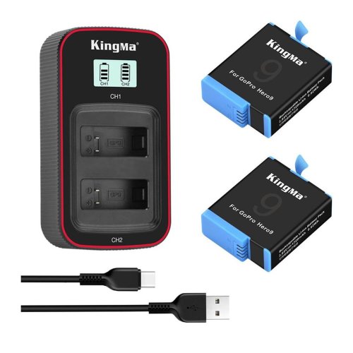 Набір KingMa SPBL1B: 2 акум + зарядка на 2 для GoPro Hero 9 Black/10/11/12/13 Black