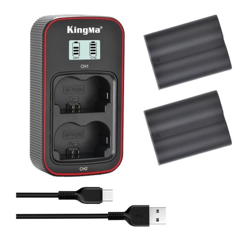 Набір KingMa NP-W235: 2 акум + ЗП на 2 (Fujifilm X‑T4, X‑T5, X‑H2, X‑H2S)
