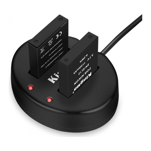 KingMa EN‑EL12: 2 акумулятори + зарядний на 2, для Nikon Coolpix S6100/S6200/S6300/S8200/S9100/S9200/S9300/S9500/S9700/A1000/A900/W300/A10/A100/A1000/A900