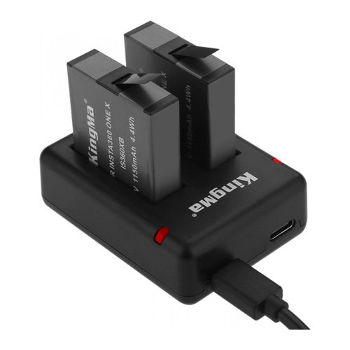 KingMa IS360XB: 2 акумулятори + ЗП на 2 батареї для Insta360 X3/X2/ONE X2 (3-Pack)