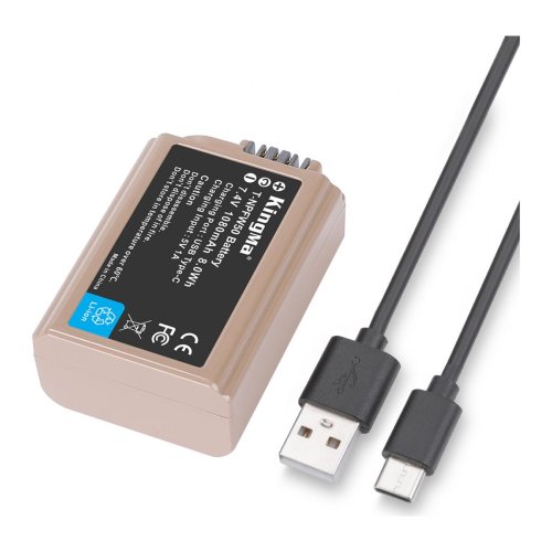 Акумулятор KingMa NP-FW50 1080mAh USB‑C для Sony A6000/A6300/A6400/A6500/A7 II/A7R II/A7S II