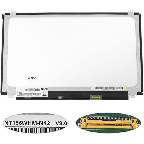 Матриця 15.6" NT156WHM-N42 1366×768 eDP 30pin LED Slim матова, розʼєм праворуч знизу