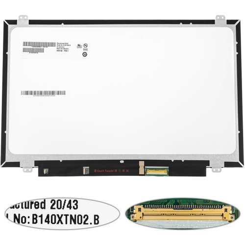 Матриця 14" B140XTN02.B 1366×768 eDP 40pin LED Slim глянець, кріплення вуха, розʼєм справа знизу