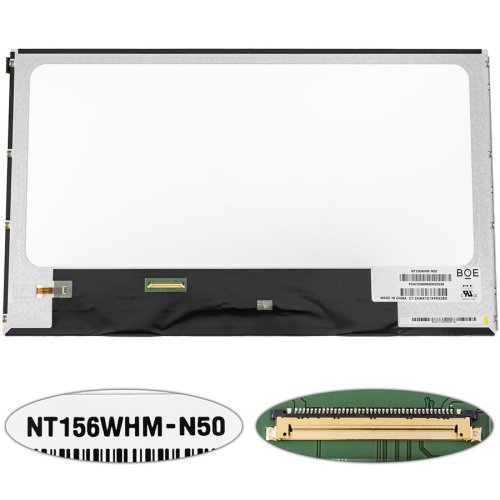 Матриця 15.6" NT156WHM-N50 1366×768 40pin LED глянцева, розʼєм зліва знизу, NEW