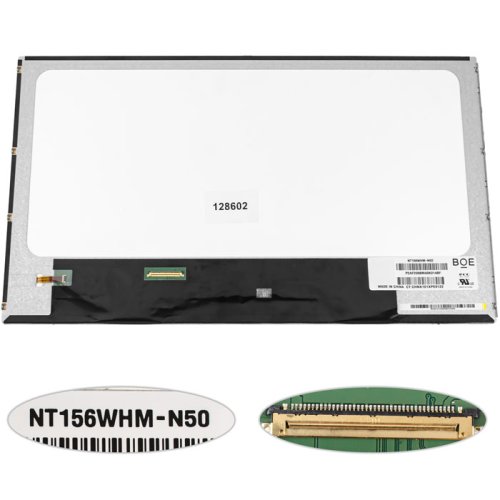 Матриця 15.6" NT156WHM-N50, 1366×768, 40pin, LED, глянцева, розʼєм зліва внизу, NEW