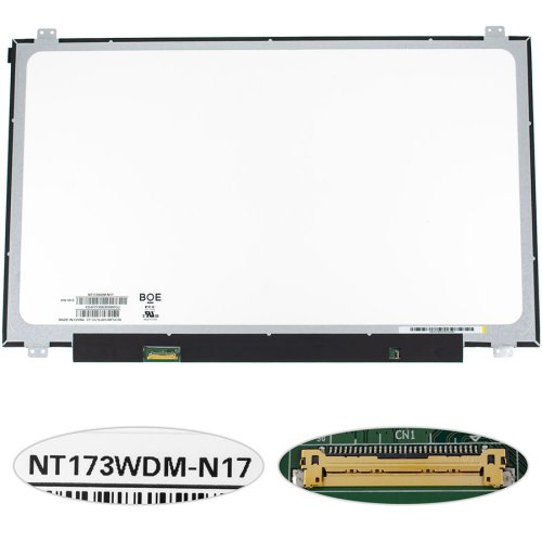 Матриця 17.3" NT173WDM-N17 1600×900 LED Slim, eDP 30pin, глянець, конектор зліва знизу