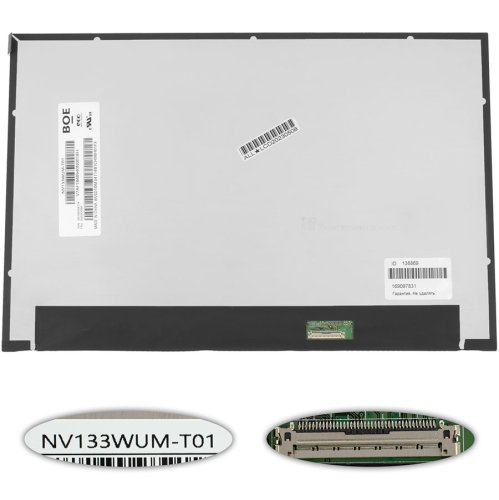 Матриця 13.3" NV133WUM-T01 Touch IPS 1920×1200 eDP 40pin LED Slim матова, роз’єм справа знизу