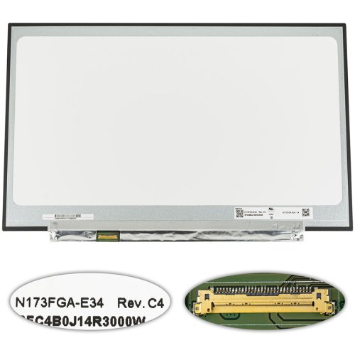Матриця 17.3″ N173FGA-E34 Rev.C4 1600×900 eDP 30pin LED Slim матова, роз’єм зліва знизу