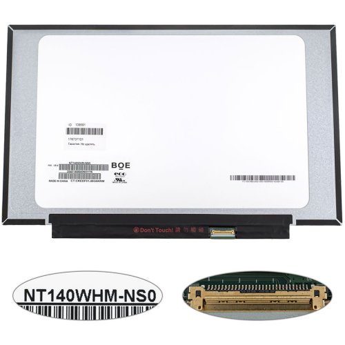 Матриця 14" NT140WHM-NS0 1366×768 eDP 30pin LED Slim матова, розʼєм справа знизу