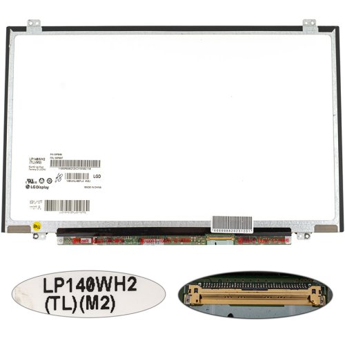 Матриця 14.0" LP140WH2-TLM2 1366×768 40pin LED Slim глянець, вушка вертик., конектор справа (renew)