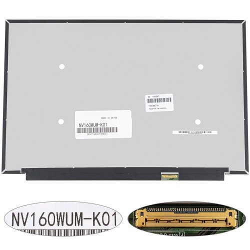Матриця 16.0" NV160WUM-K01 Touch IPS 1920×1200 eDP 40pin LED Slim матова, роз’єм справа знизу
