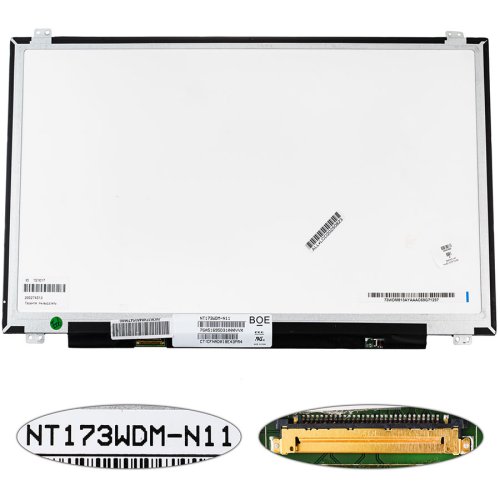 Матриця 17.3" NT173WDM-N11 1600×900 eDP 30pin LED Slim глянець, розʼєм зліва знизу (renew)