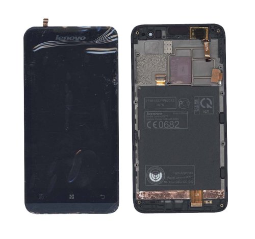 Дисплейний модуль Lenovo P770: матриця + тачскрін, чорний, синя рамка