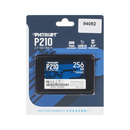 SSD 2.5" Patriot P210 256GB (P210S256G25), SATA III 6Gb/s, 3D TLC, 400/500 МБ/с
