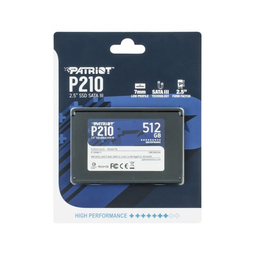 SSD Patriot P210 512GB 2.5" SATA III TLC 3D (P210S512G25) 520/430 МБ/с
