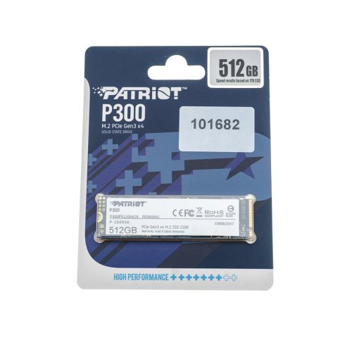 SSD Patriot P300 512GB M.2 2280 NVMe PCIe 3.0x4 3D TLC (1200/1700 МБ/с) P300P512GM28