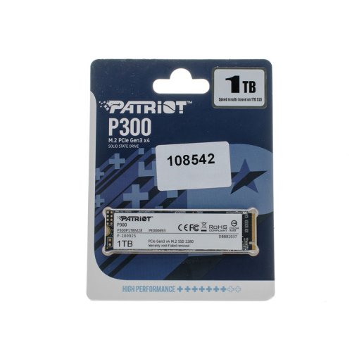 SSD Patriot P300 1ТБ M.2 2280 NVMe PCIe 3.0x4 3D TLC 2100/1650 МБ/с (P300P1TBM28)
