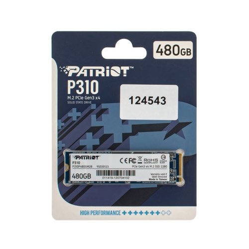 SSD Patriot P310 480GB M.2 2280 NVMe PCIe 3.0x4 TLC 1500/1700MB/s (P310P480GM28)